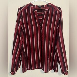 Forever 21 Burgundy and Black Striped Blouse